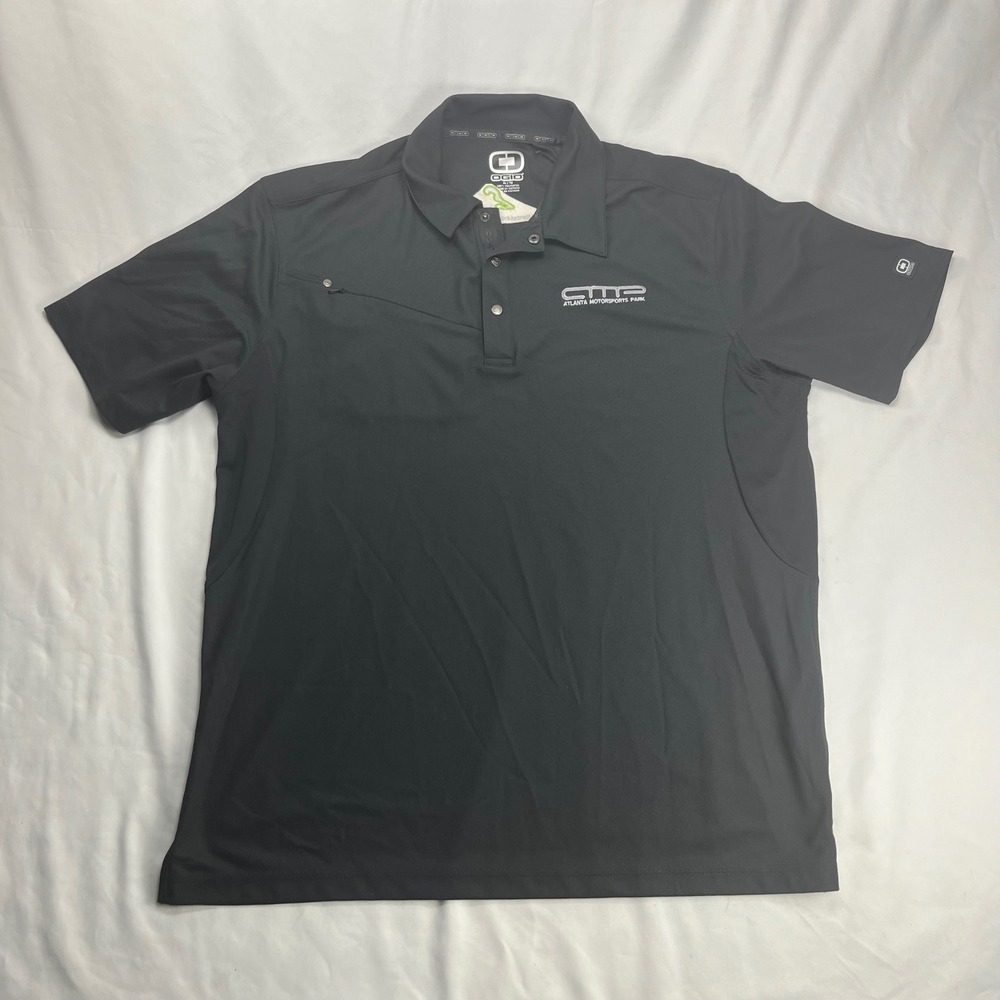 OGIO Polo Shirt Black Atlanta Motorsports Park Snap Button Zipper Pocket XL